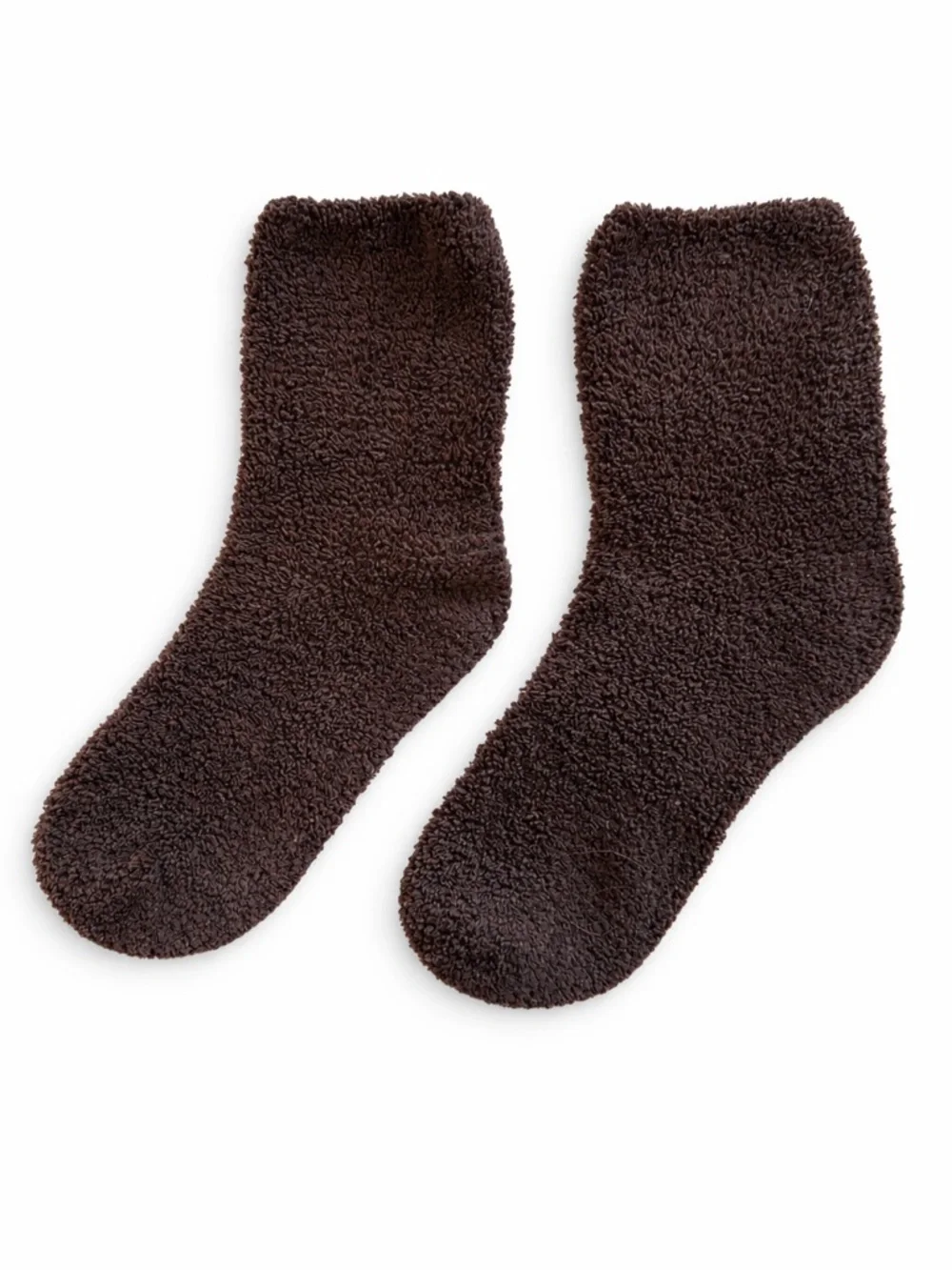 Fuzzy Brown Crew Socks